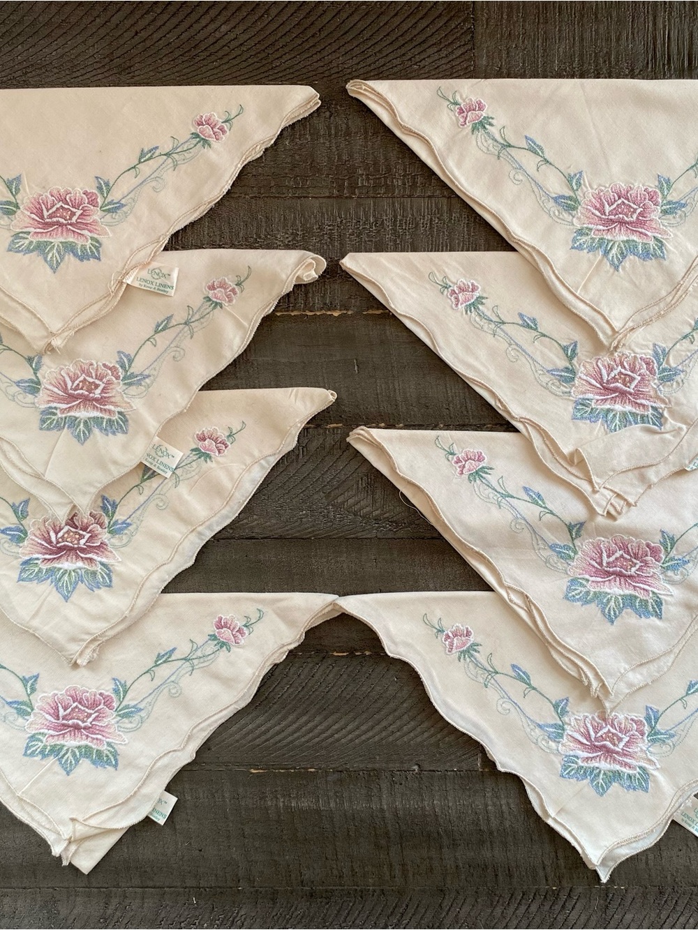 Vintage 80s Floral Lenox Charleston fabric cloth napkins kitchen cottagecore